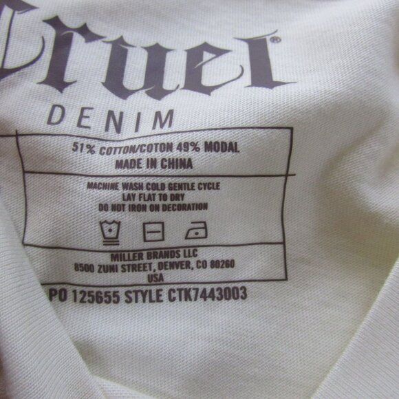 Cruel Denim Women's XL Short Sleeve Crop Cowboy Fence Graphic T-Shirt Cream - Picture 5 of 5
